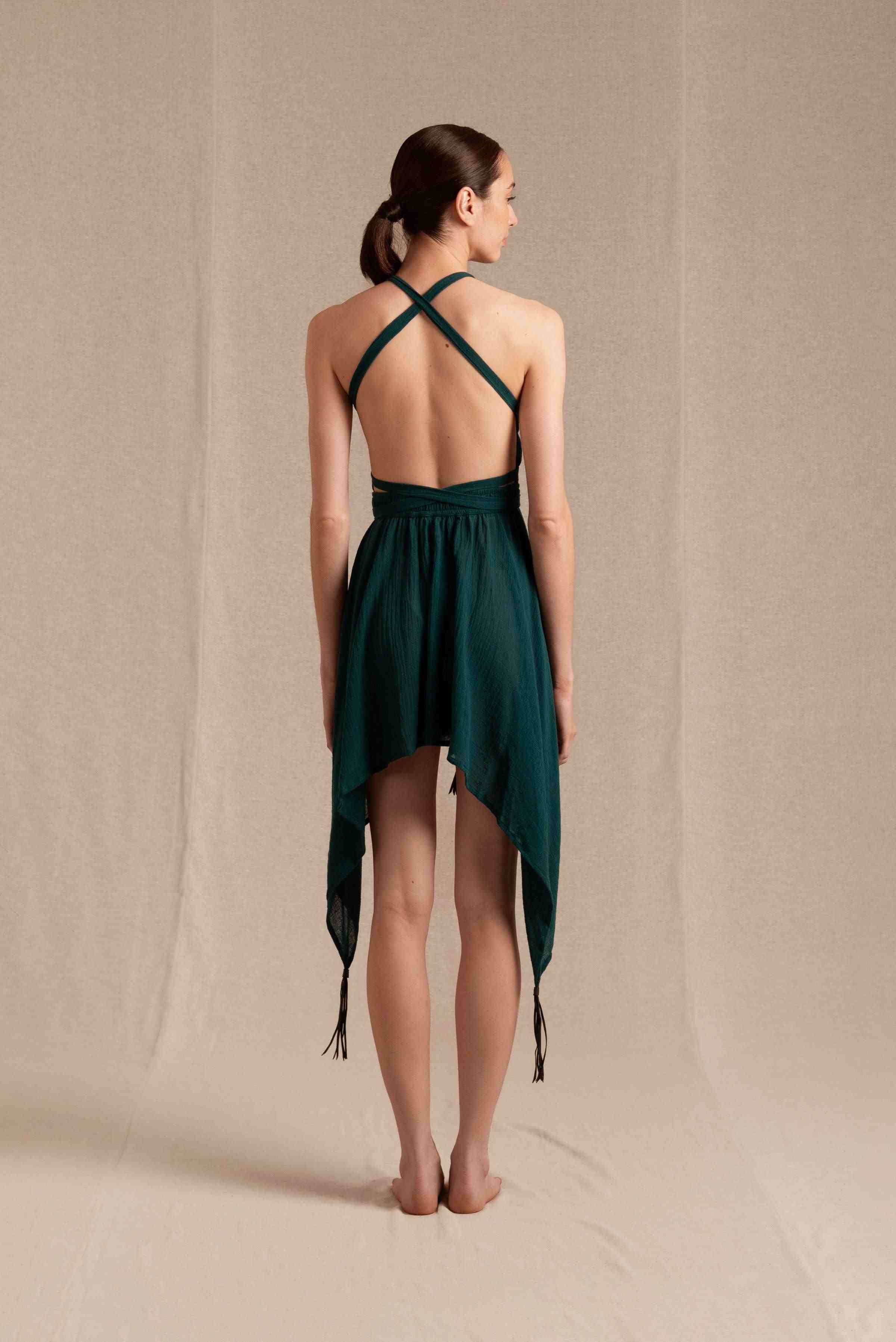 Tsikbal Dress Cotton Gauze - Alpine Green