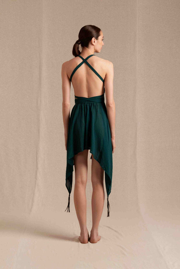 Tsikbal Dress Cotton Gauze - Alpine Green