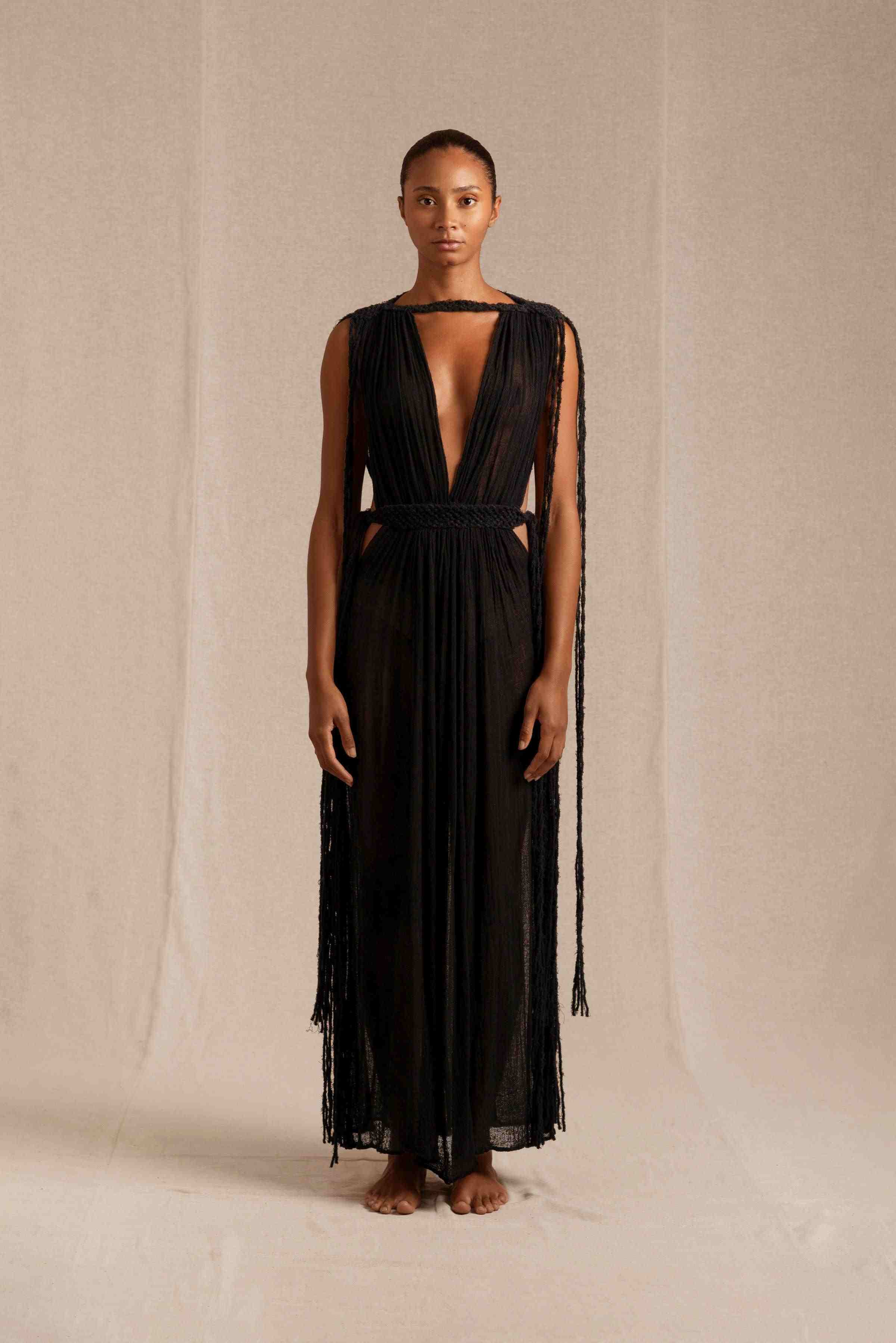 Tuz Dress Fine Cotton Gauze - Black