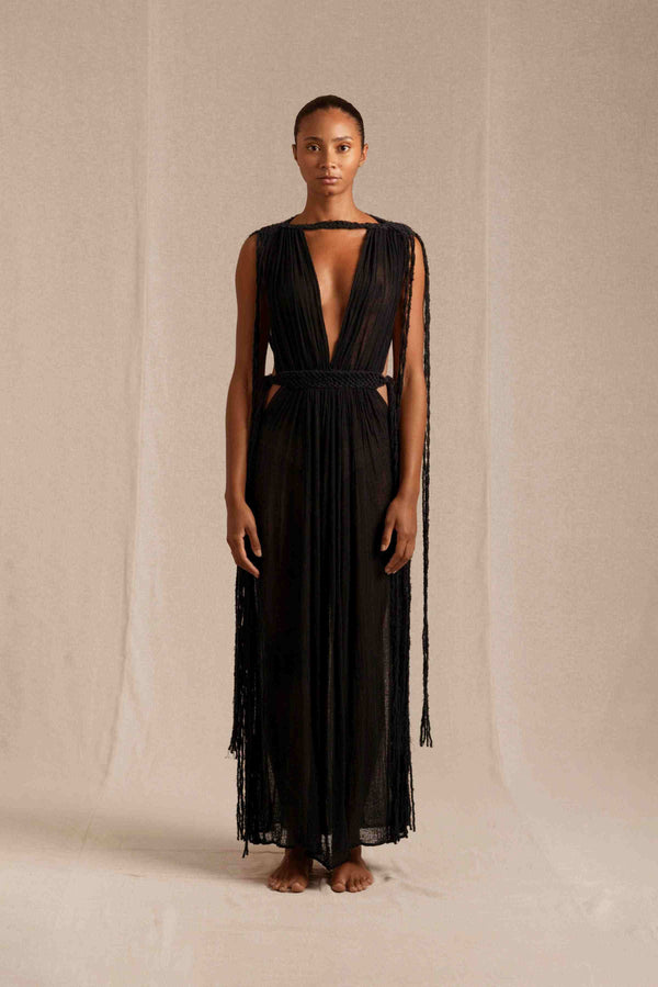 Tuz Dress Fine Cotton Gauze - Black