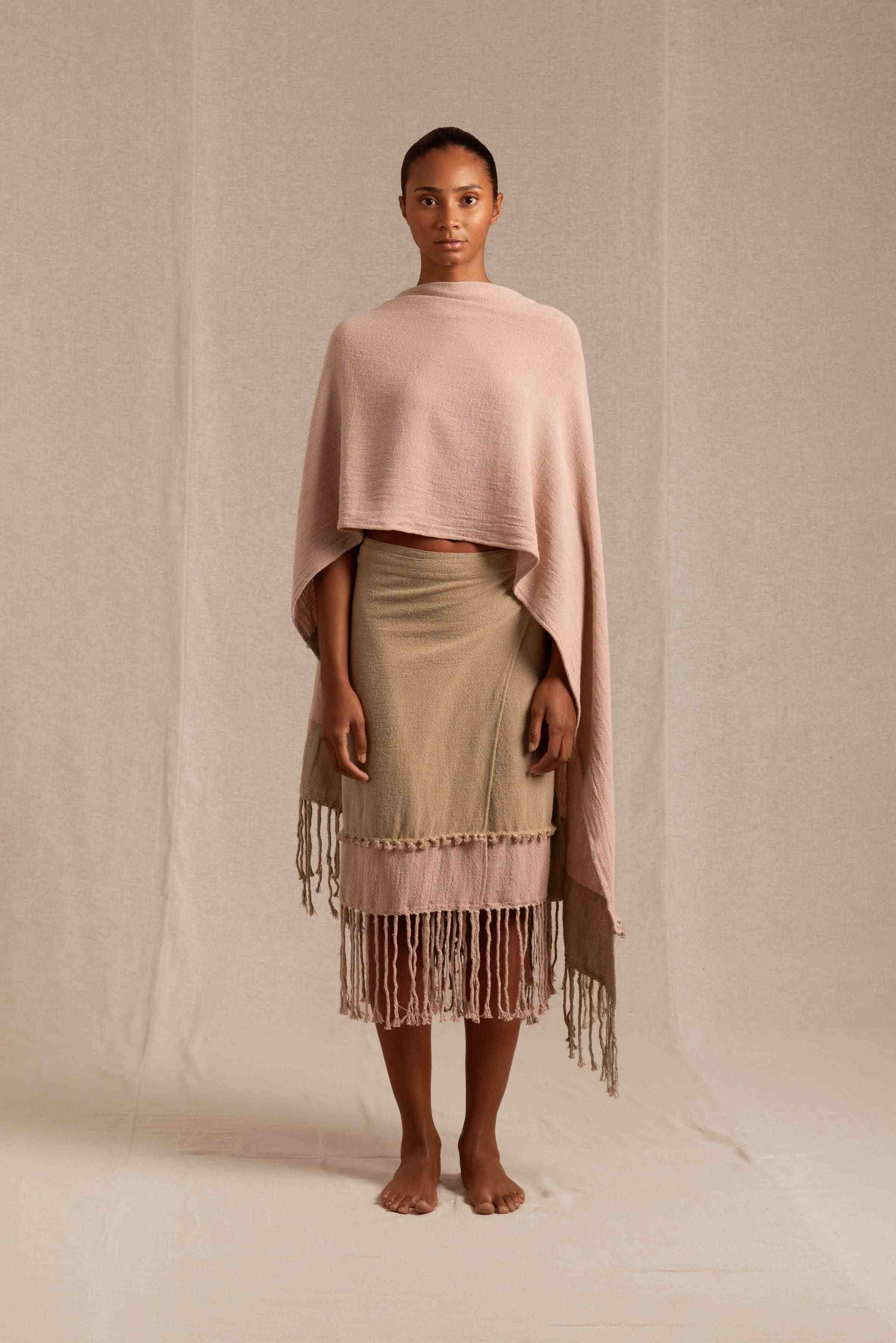 Kuntur Skirt Cotton Jute - Antique Rose / Sepia