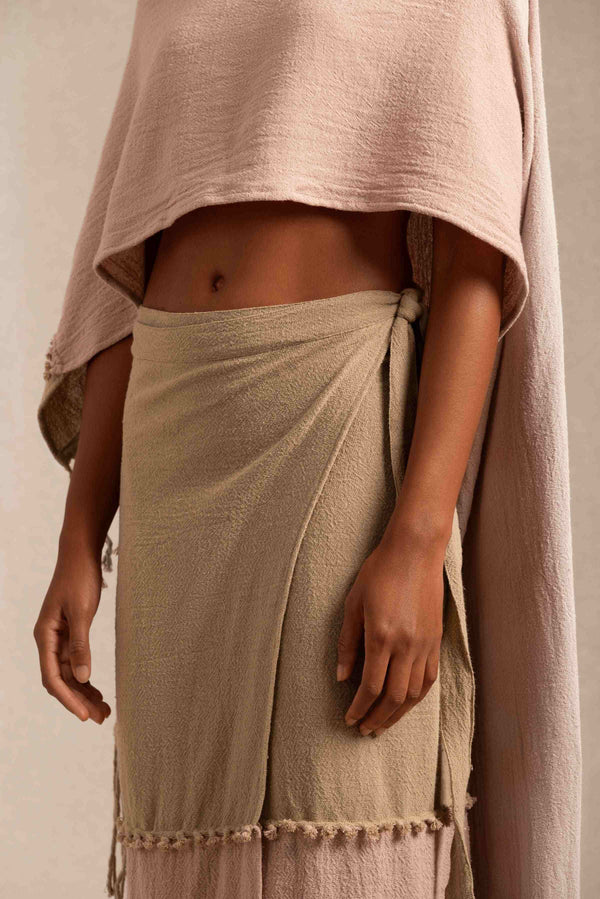 Kuntur Skirt Cotton Jute - Antique Rose / Sepia