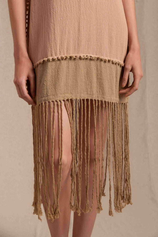 Wari Dress Cotton Jute - Antique Rose / Sepia