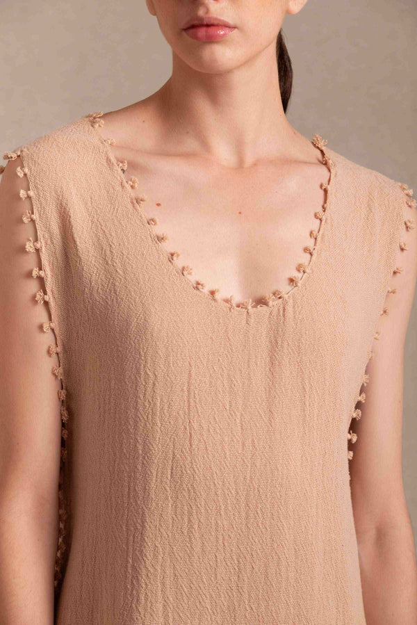 Wari Dress Cotton Jute - Antique Rose / Sepia