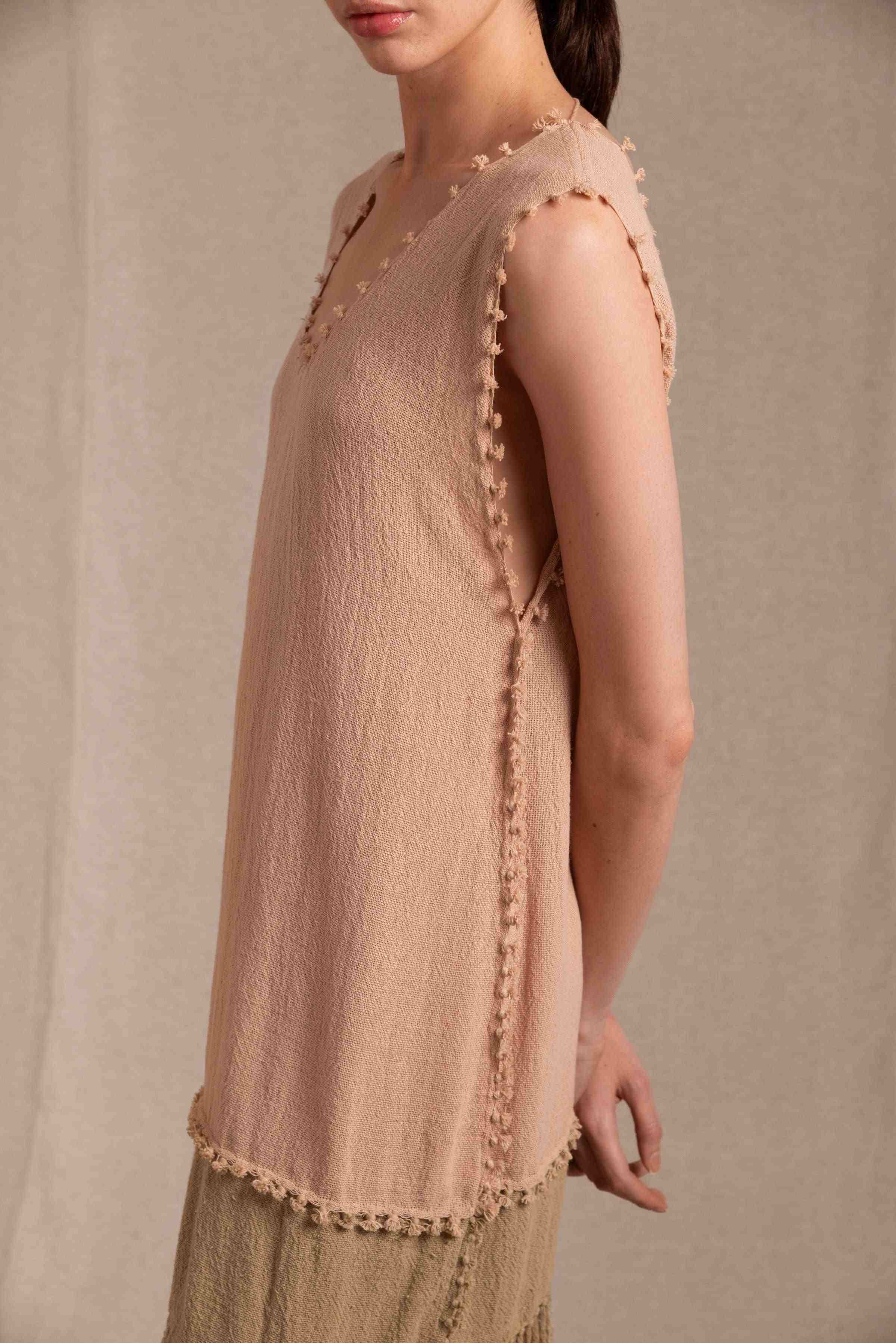 Wari Dress Cotton Jute - Antique Rose / Sepia