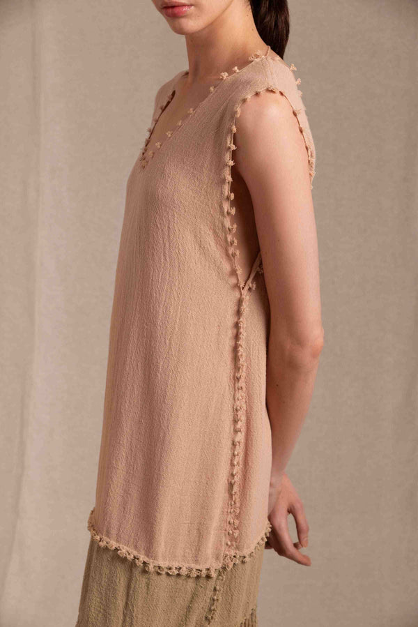 Wari Dress Cotton Jute - Antique Rose / Sepia