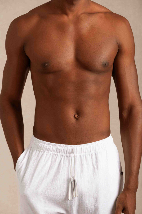 Wolpoch Pants Artisanal Cotton - White