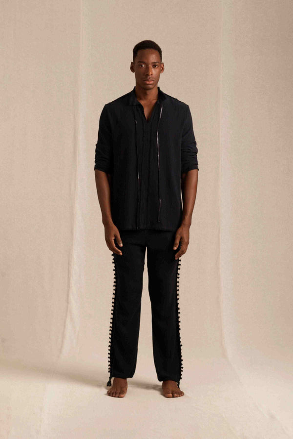 Xoo Shirt Cotton Jute - Black