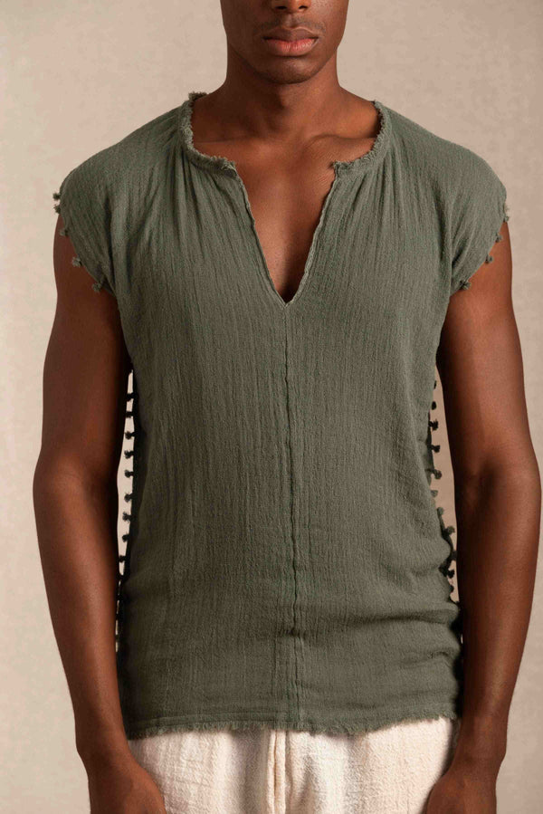 Xul Shirt Fine Cotton Gauze - Olive