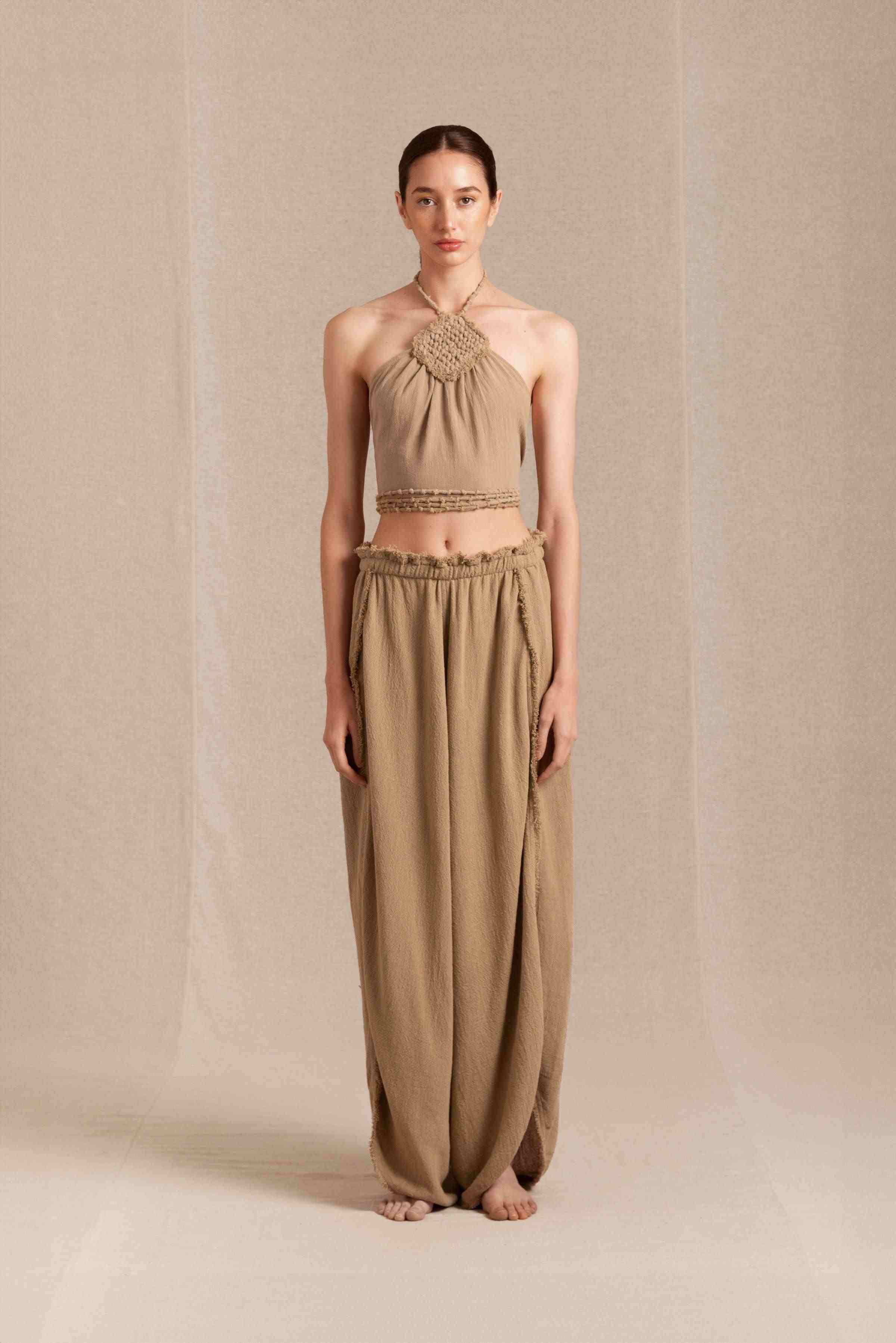 Yalton Top Macramé Leather - Sepia