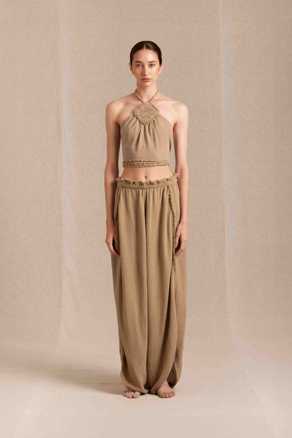 Yalton Top Macramé Leather - Sepia