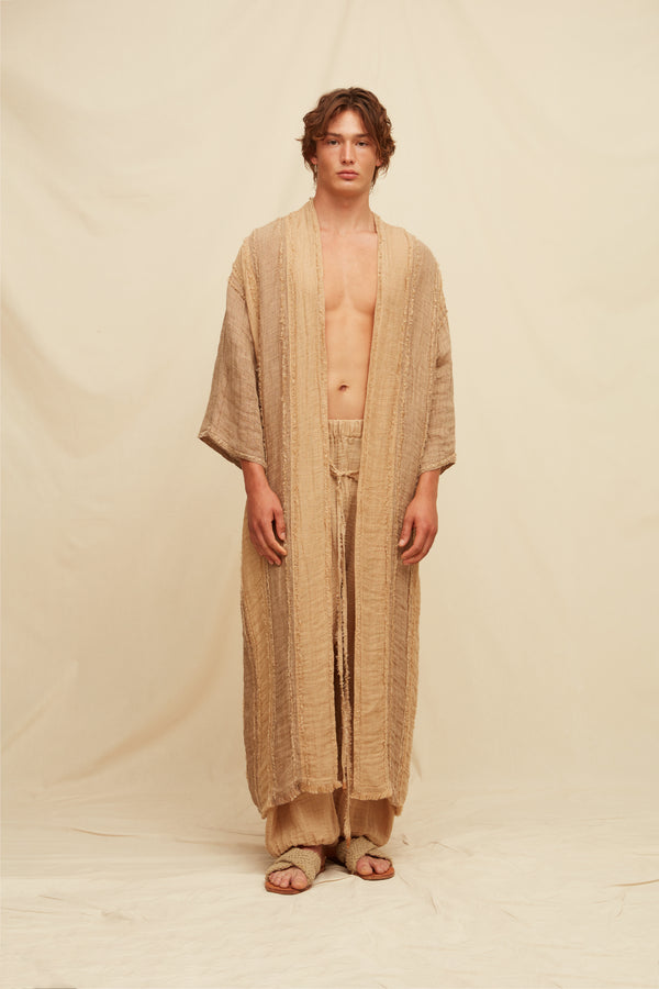 Aniu Lines Vest Linen Cotton - Taupe / Clay