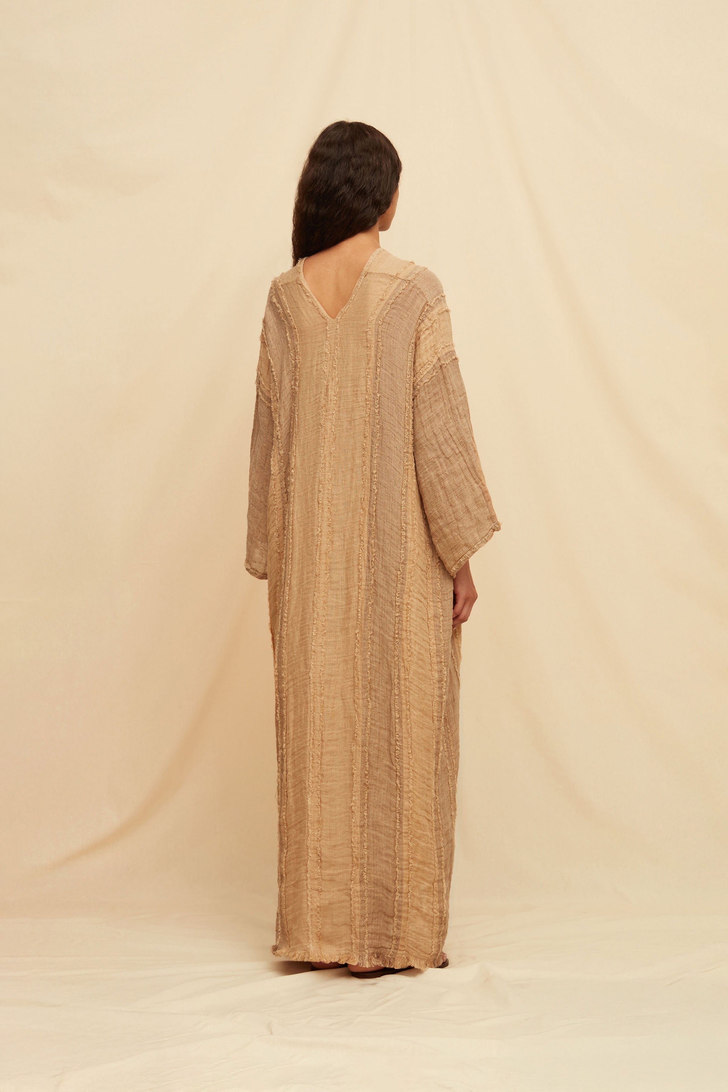 Aniu Lines Vest Linen Cotton - Taupe / Clay