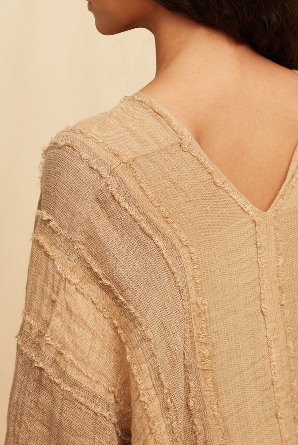 Aniu Lines Vest Linen Cotton - Taupe / Clay