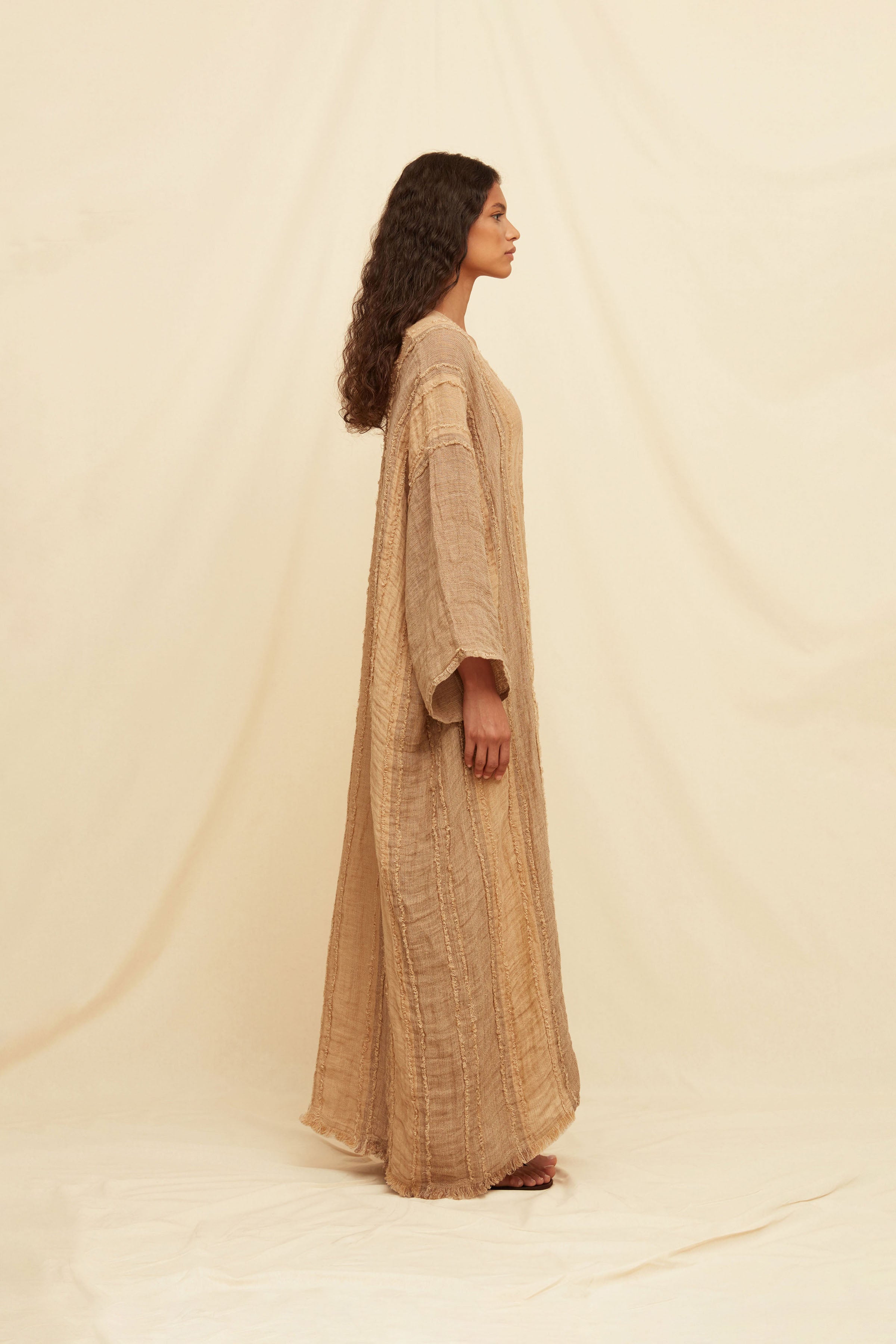 Aniu Lines Vest Linen Cotton - Taupe / Clay
