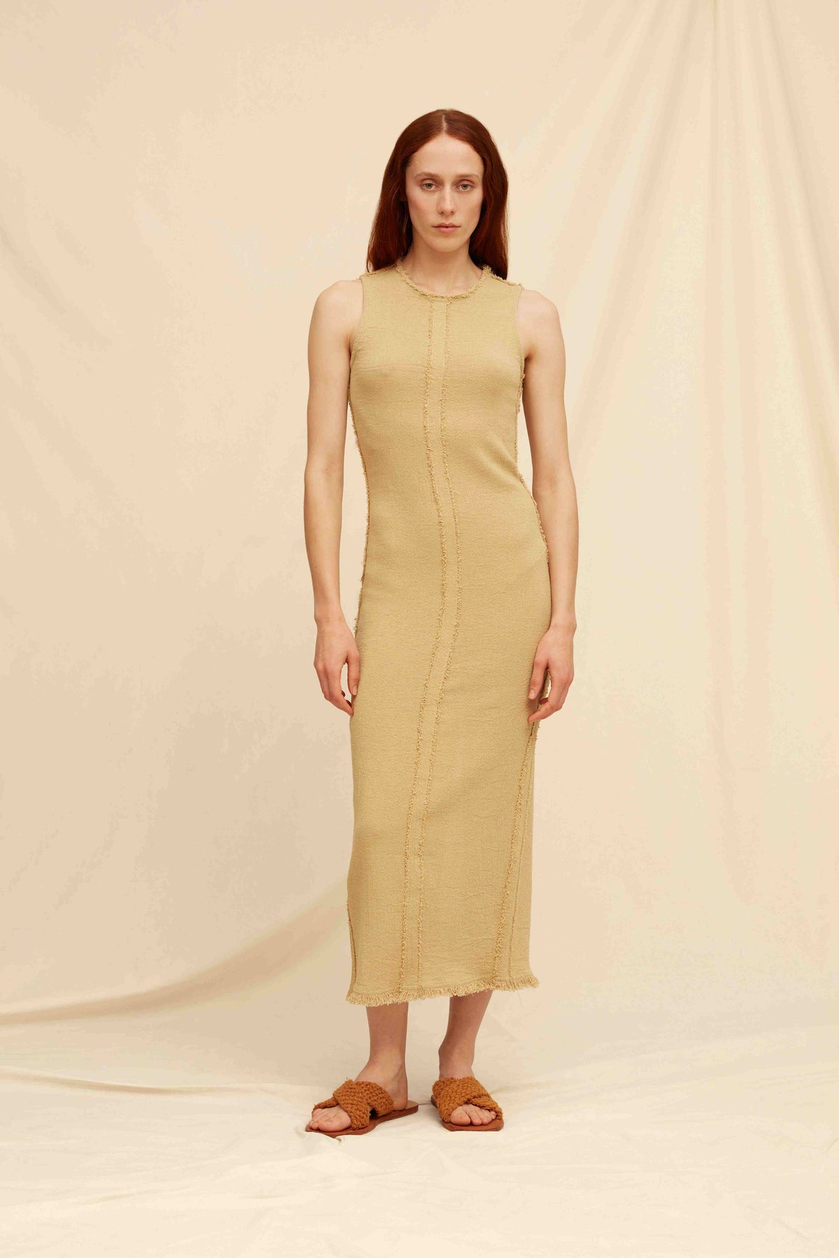 Caravana Women's Dress Cotton Jute Sepia Beige L/XL