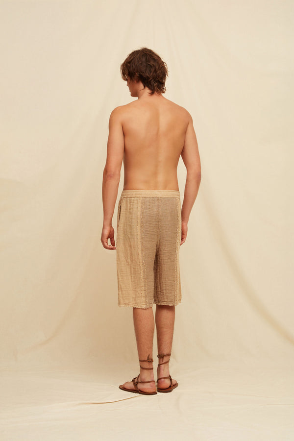 Bexni Lines Shorts Linen Cotton - Taupe / Clay