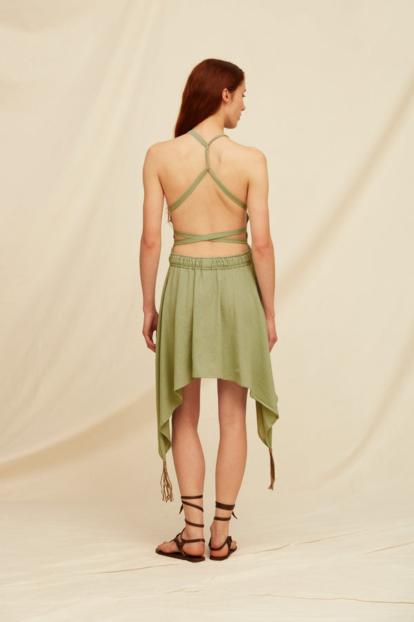 Chuj Dress Artisanal Cotton - Sage Green