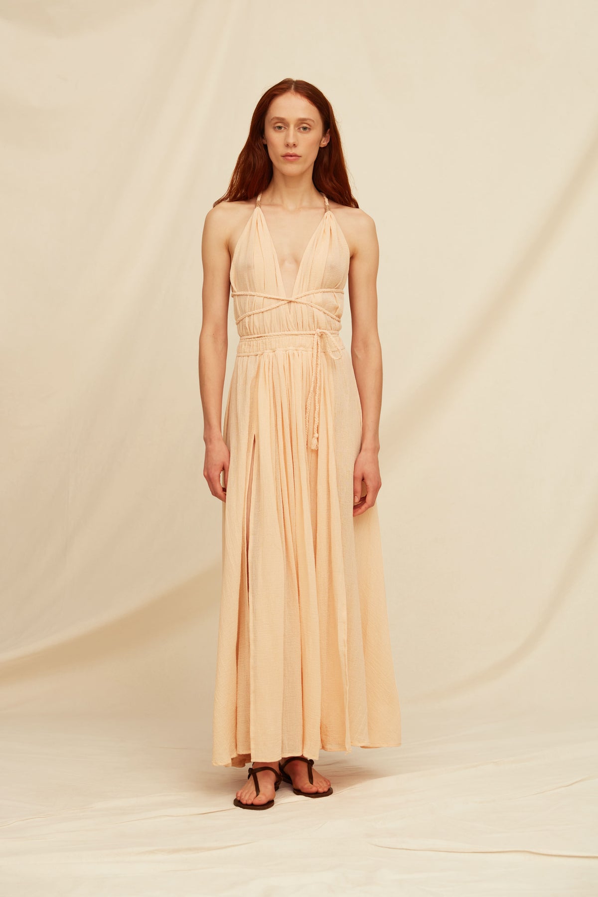 Caravana Womens Cotton Gauze Maxi Dress Shell Pink One Size Made In Mexico Caravana Womens Cotton Gauze Maxi Dress Shell Pink One Size Made In Mexico
