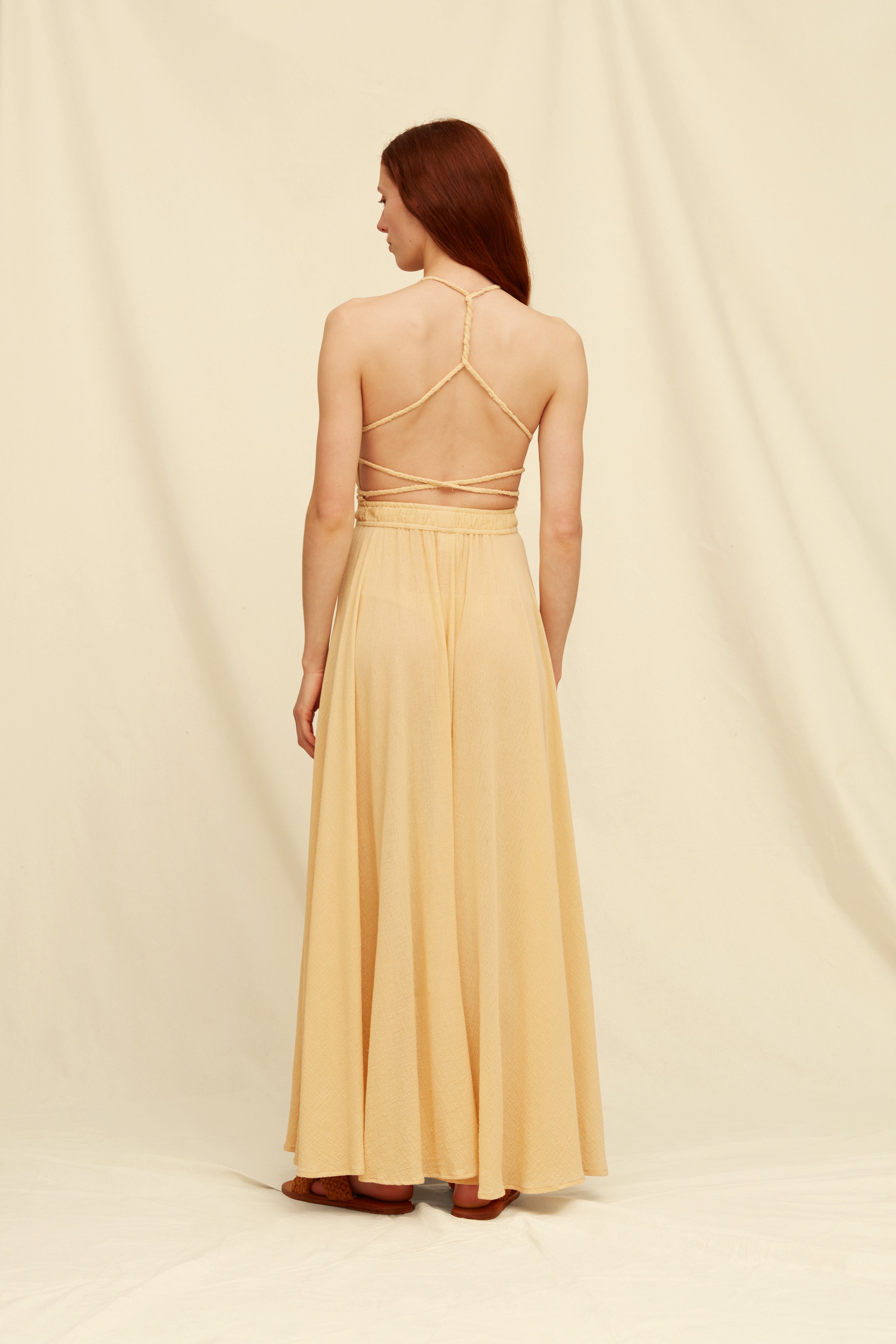 Hera Gauze Dress Cotton Gauze - Straw