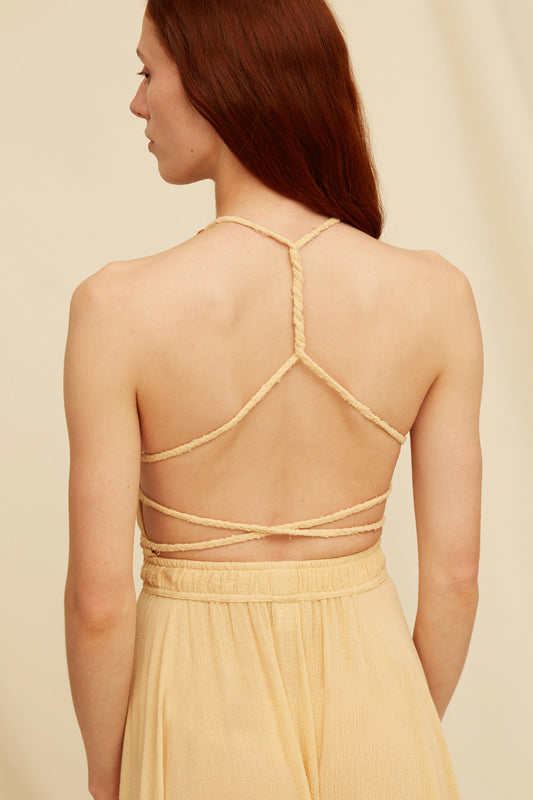HERA GAUZE DRESS - STRAW