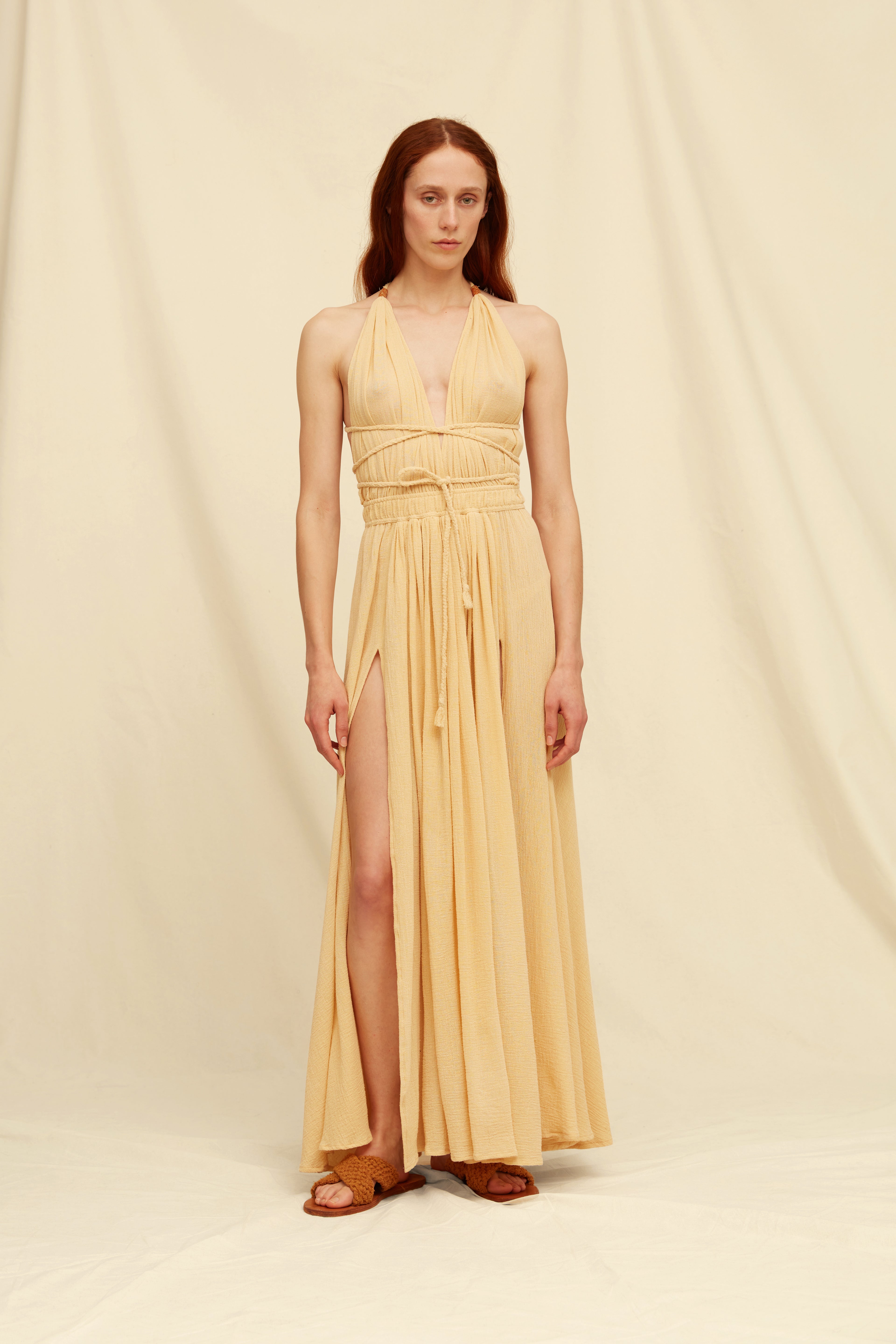 HERA GAUZE DRESS - STRAW