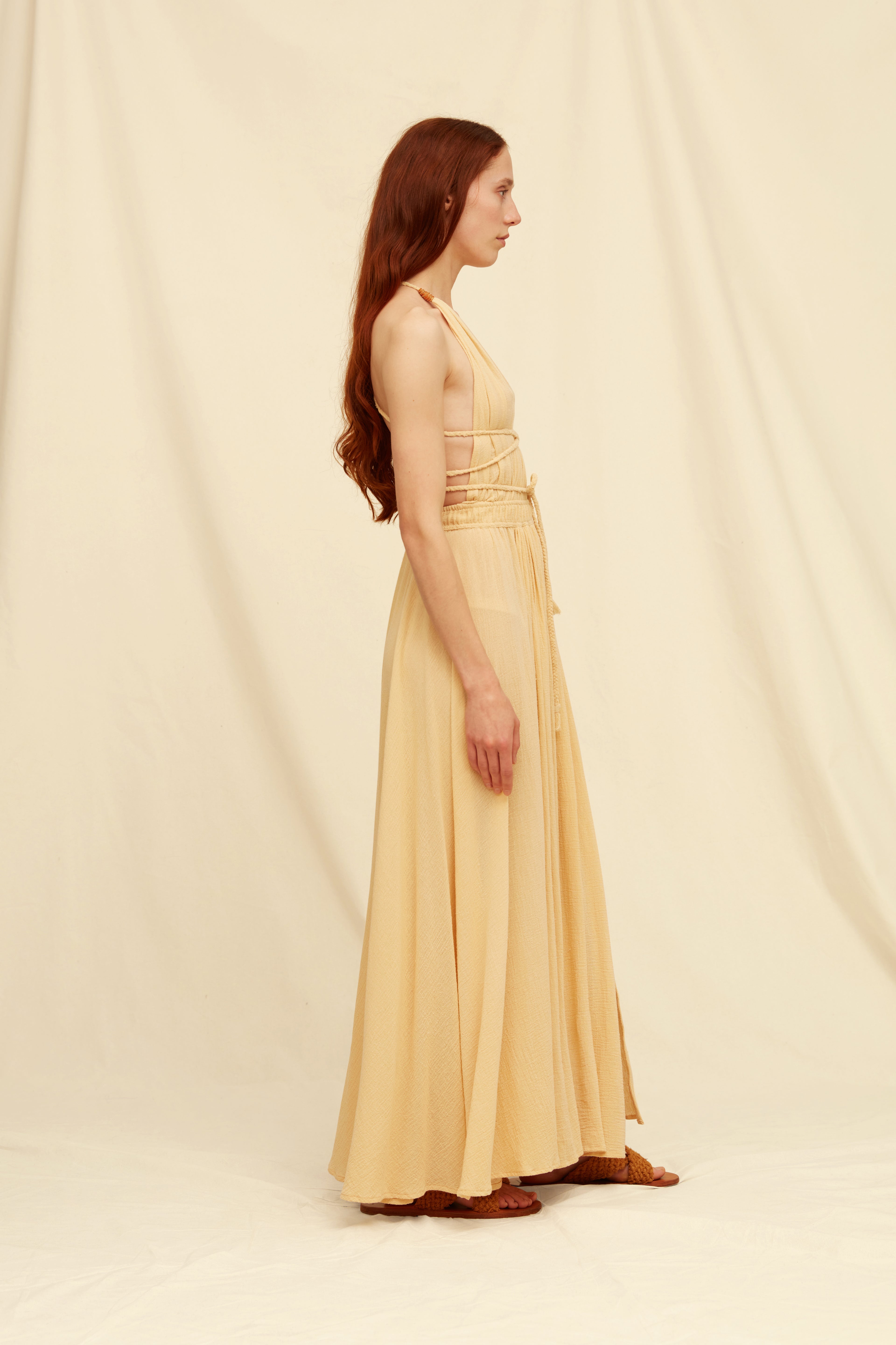 HERA GAUZE DRESS - STRAW