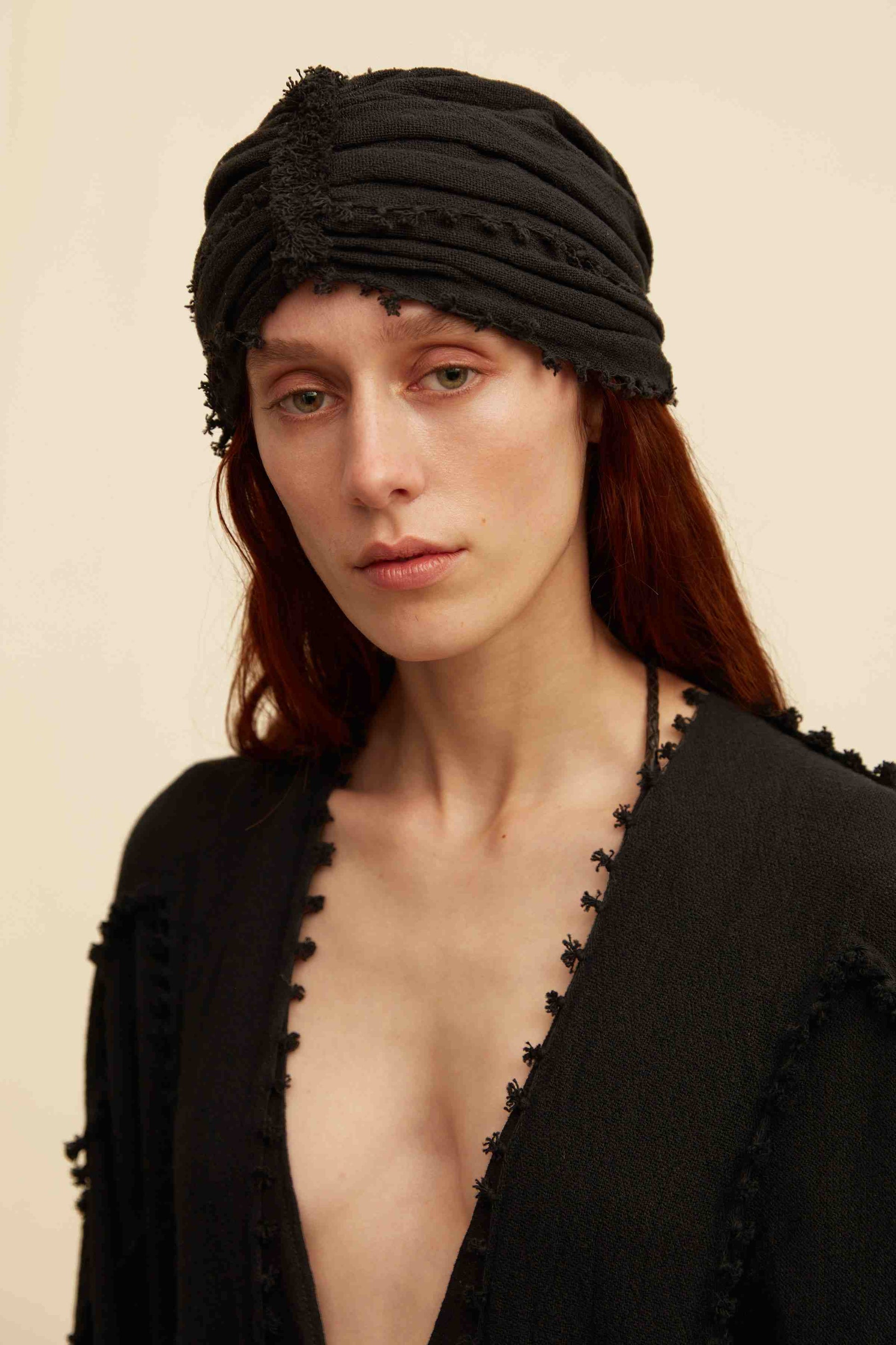 Caravana Handcrafted Cotton Jute Headwear Turban with Twist Front