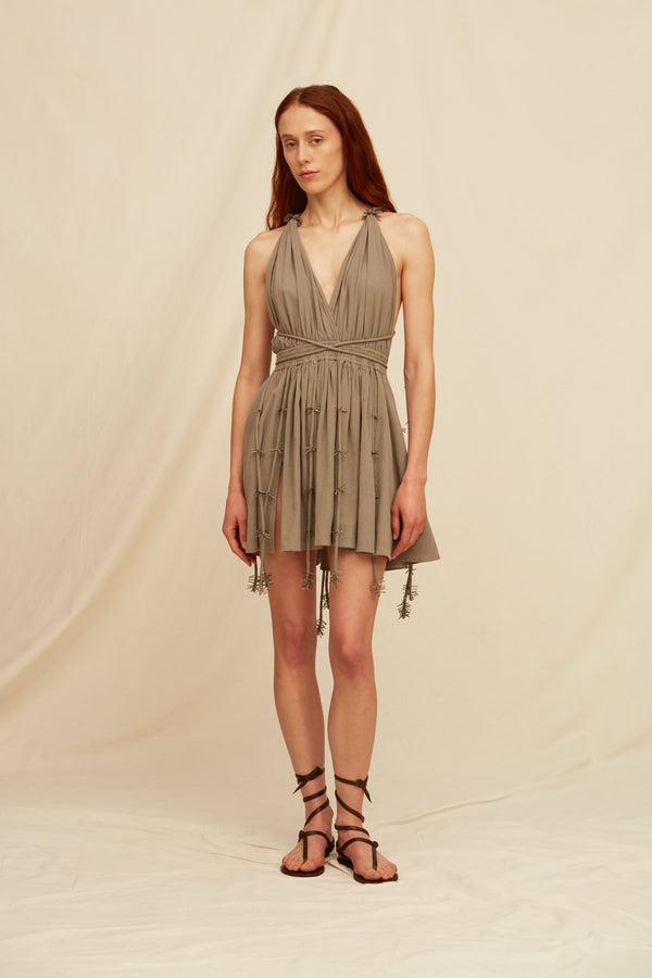 Jalate Mini Dress Artisanal Cotton - Iron
