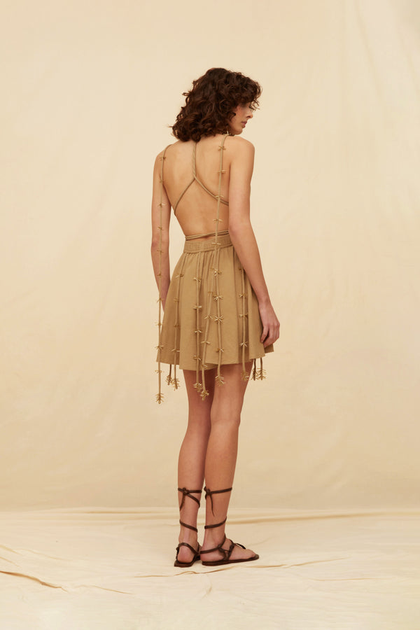 Jalate Mini Dress Artisanal Cotton - Sepia