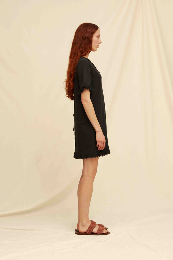 Kantsak Mini Dress Cotton Jute - Black
