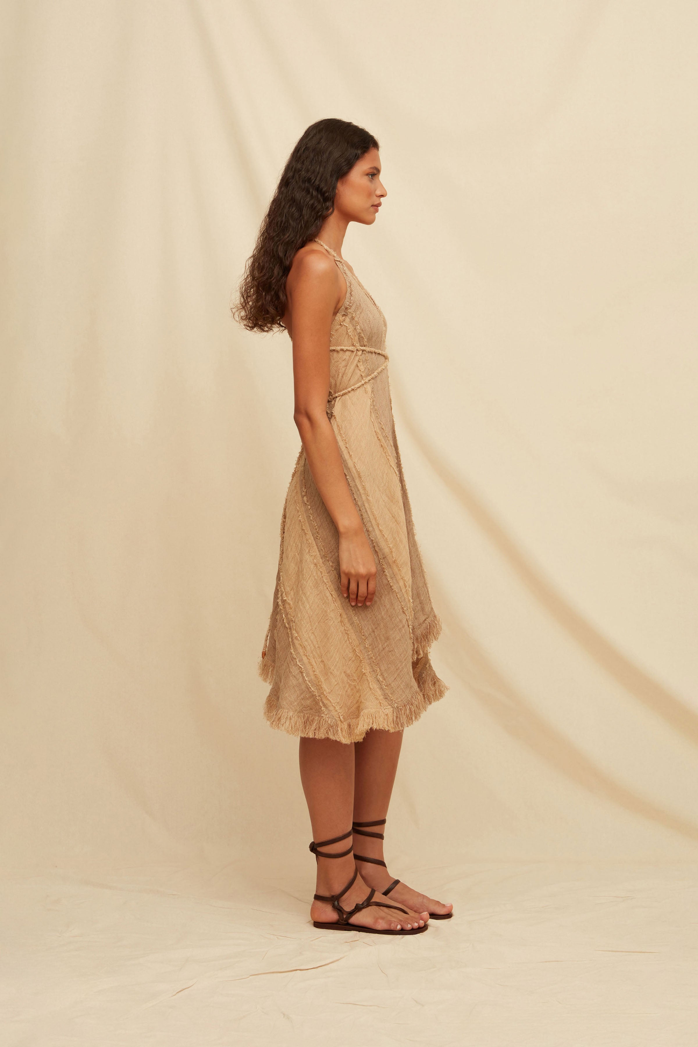 Kaskimen Lines Dress - Taupe / Clay