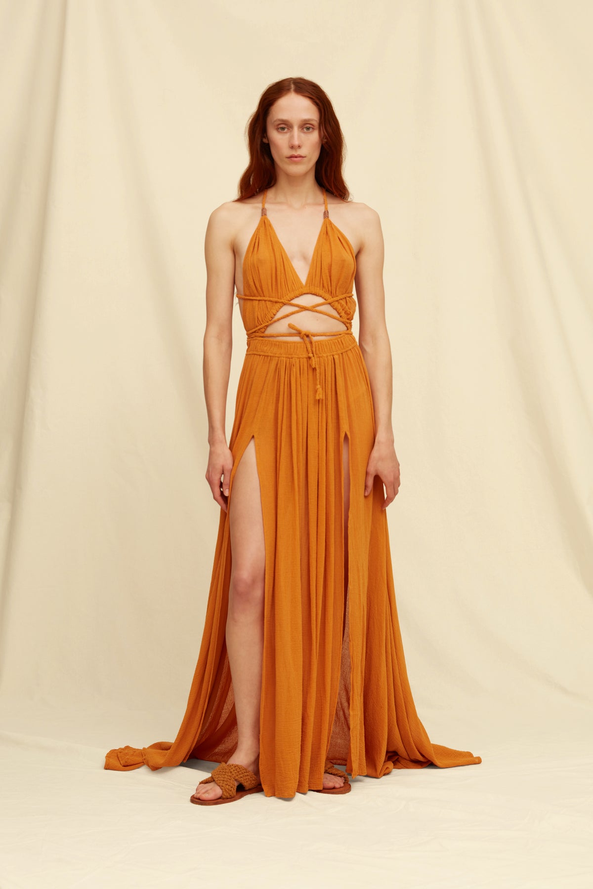 orange gauze dress Caravana Kimi Burnt One Size Made In Mexico Red_Kaftan Its made for golden Mid-Length Belted Dress White Color:Pastel Periwinkle Heather