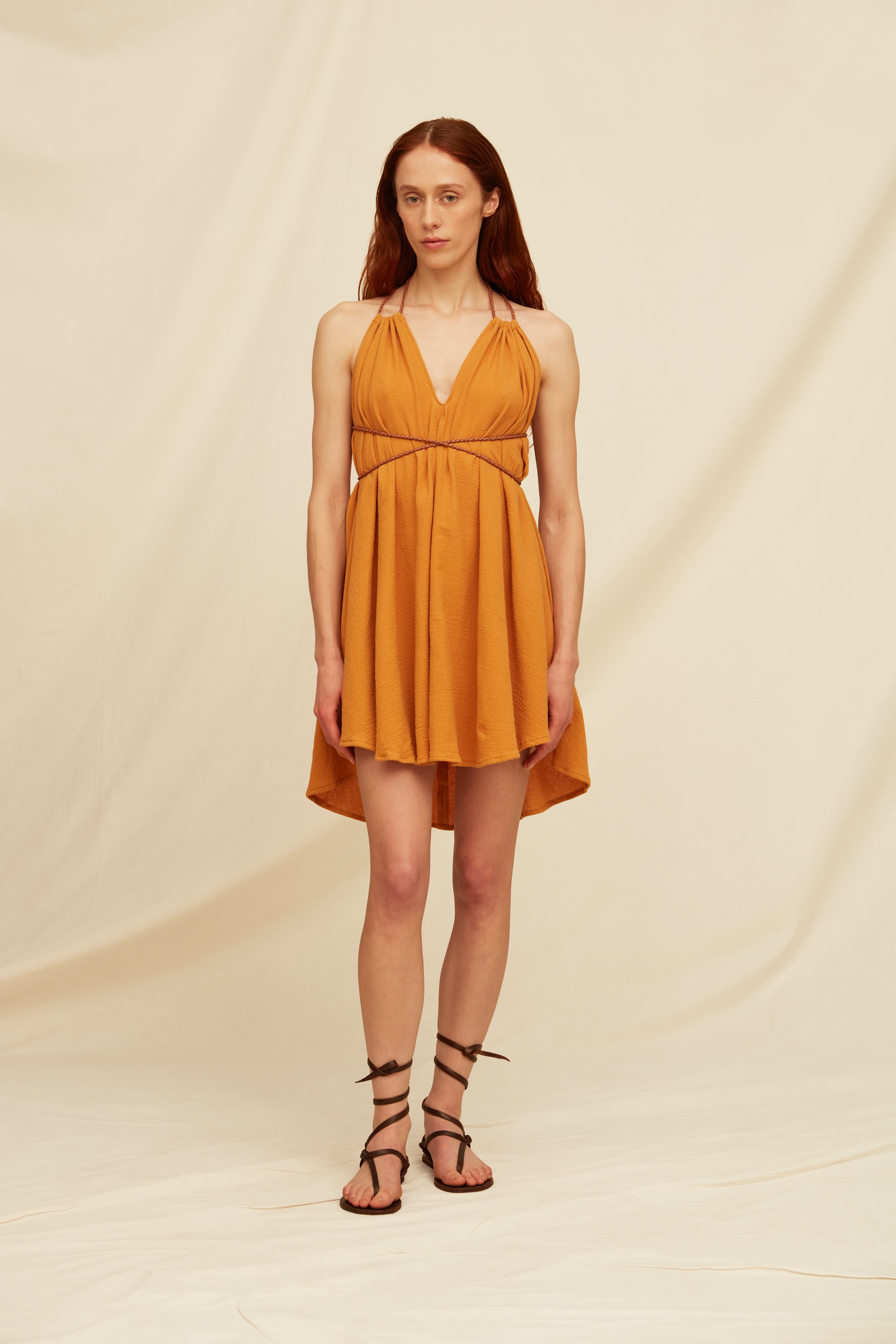 Mahahual Dress Artisanal Cotton - Burnt Orange