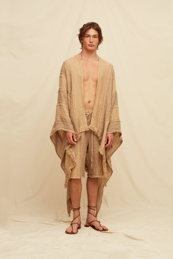 PUYUL LINES CAPE - TAUPE / CLAY