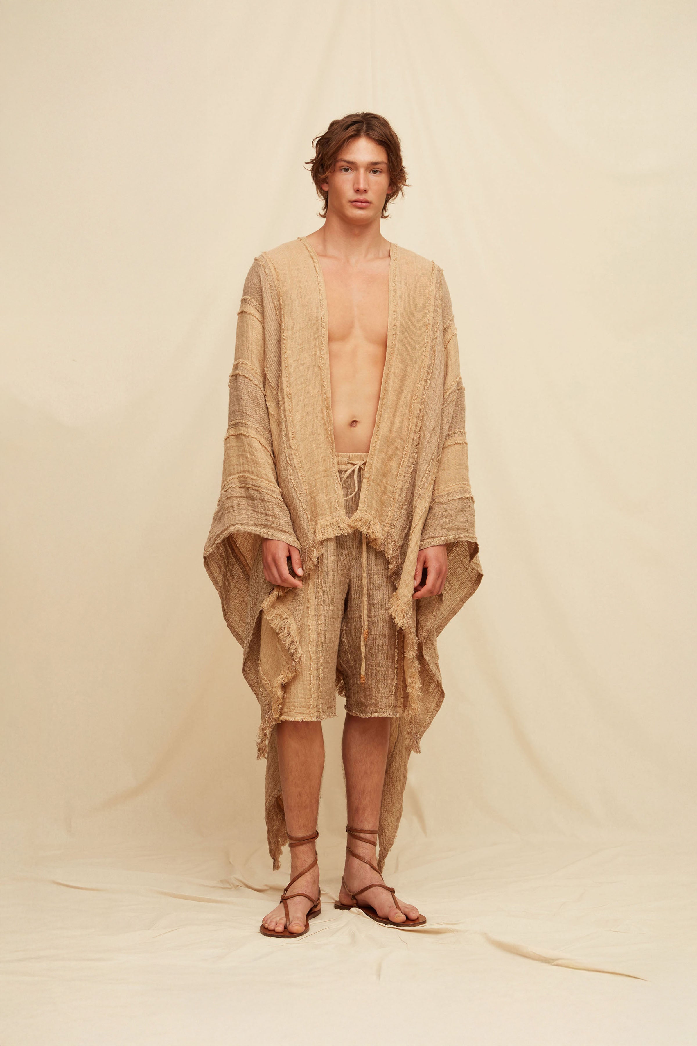 PUYUL LINES CAPE - TAUPE / CLAY