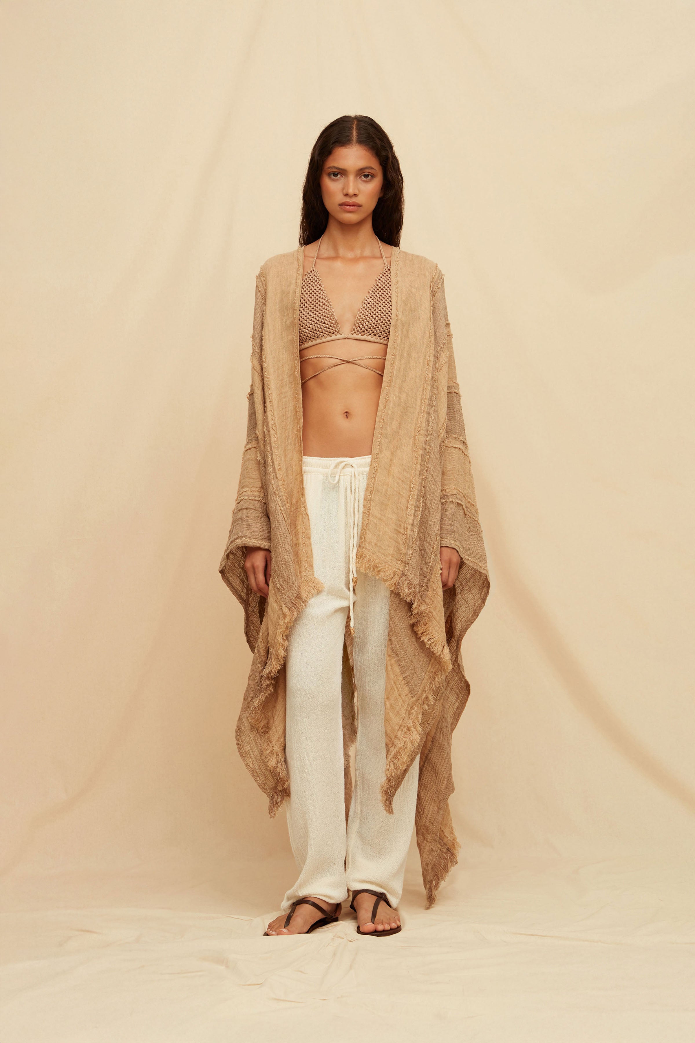 PUYUL LINES CAPE - TAUPE / CLAY