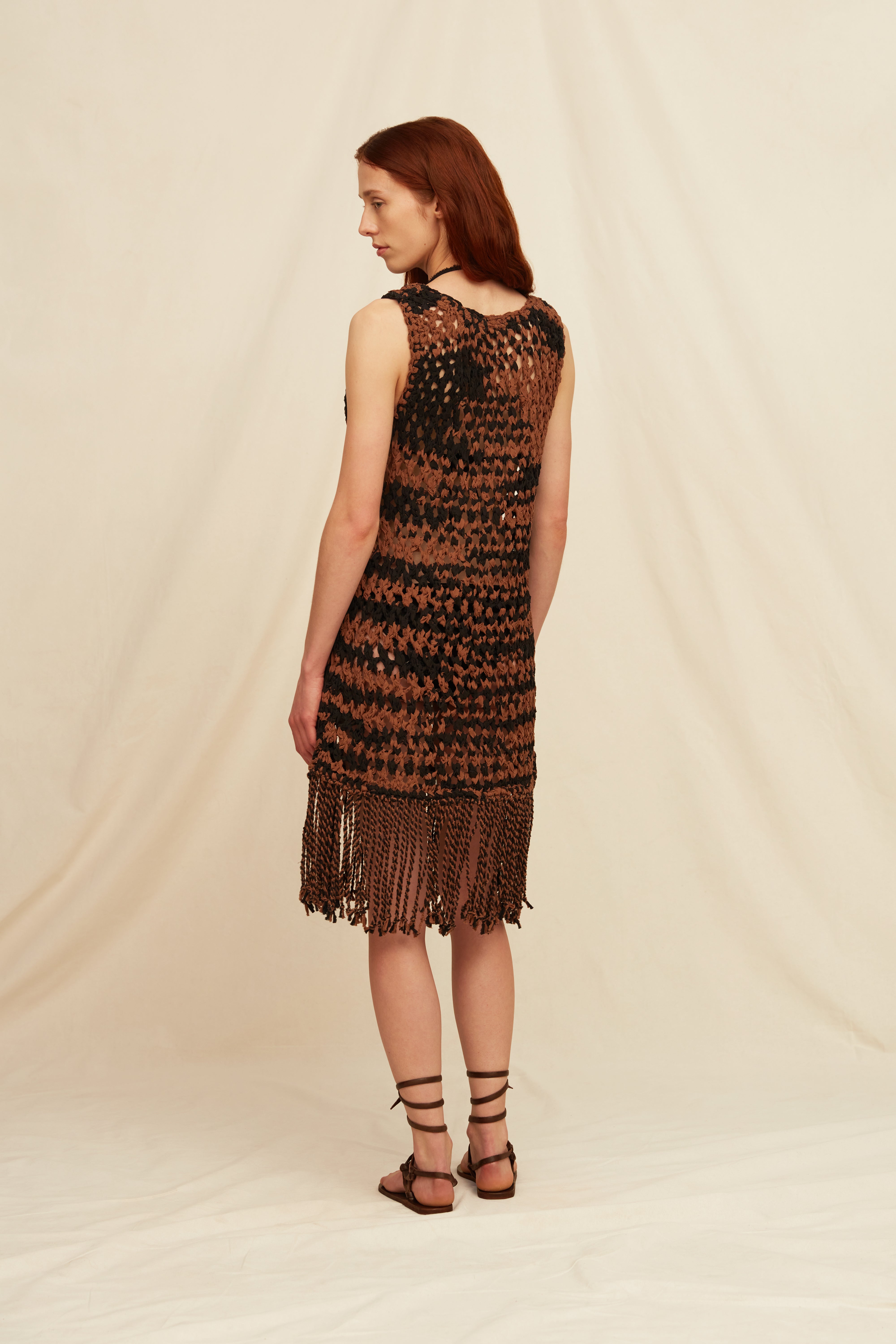 Tujua Dress Cotton Voile - Madera / Black