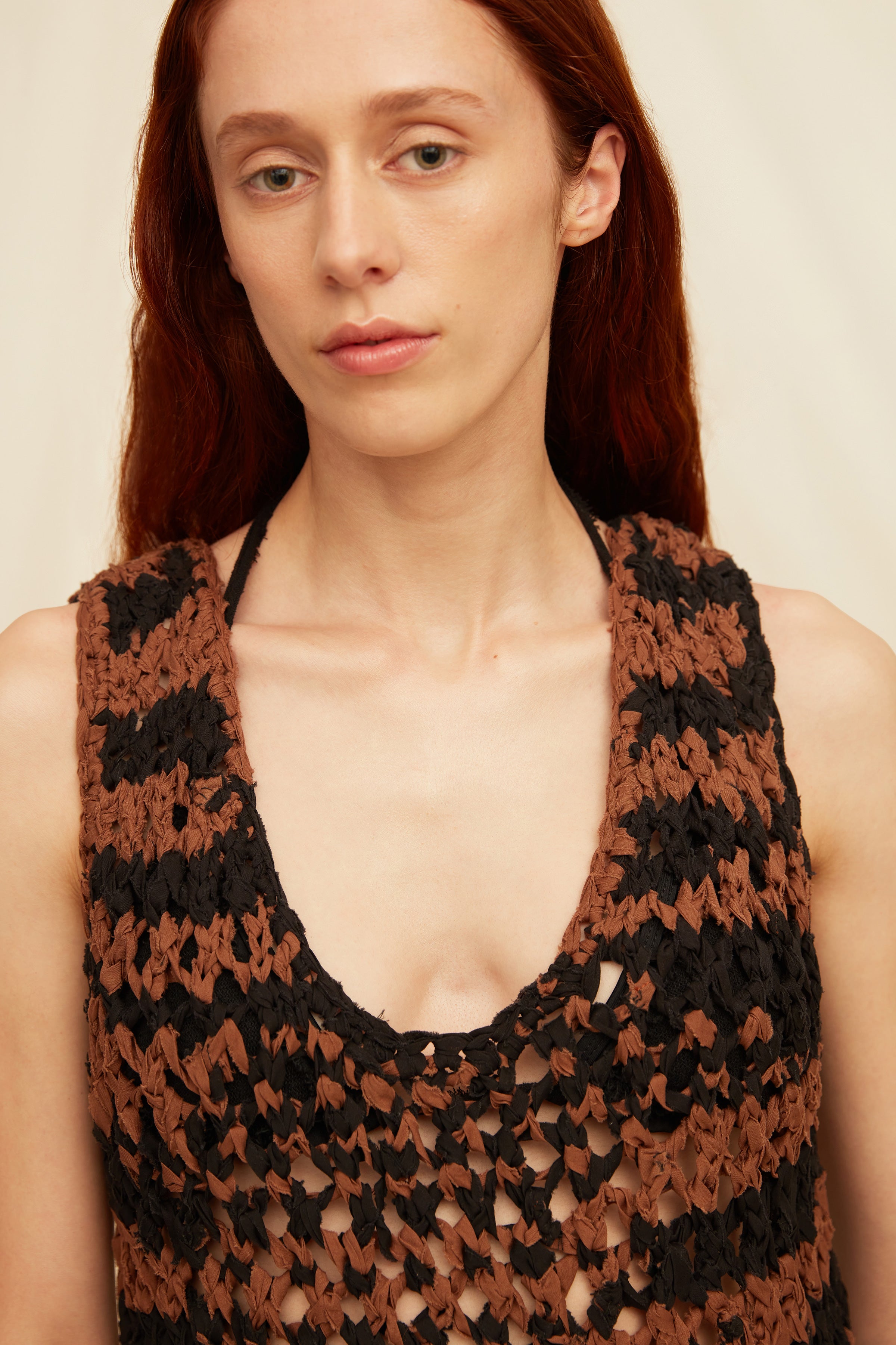 Tujua Dress Cotton Voile - Madera / Black