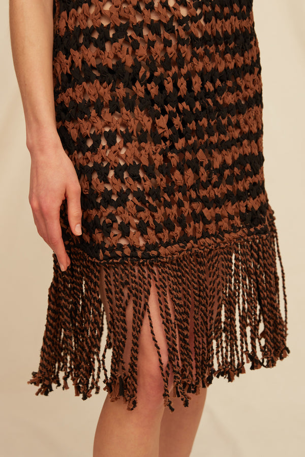 Tujua Dress Cotton Voile - Madera / Black
