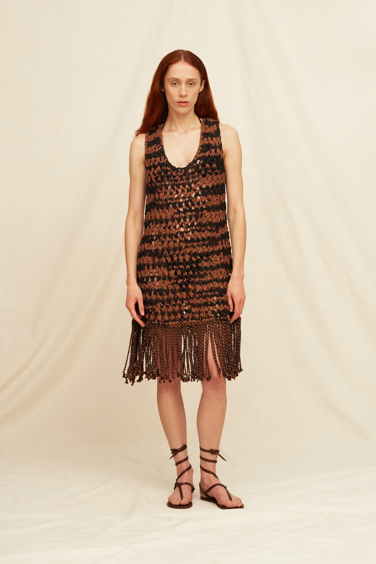 Caravana Women’s Hand-Knit Cotton Fringe Dress Black S/M 100% Cotton Yarn Handmade Caravana Women’s Hand-Knit Cotton Fringe Dress Black S/M 100% Cotton Yarn Handmade
