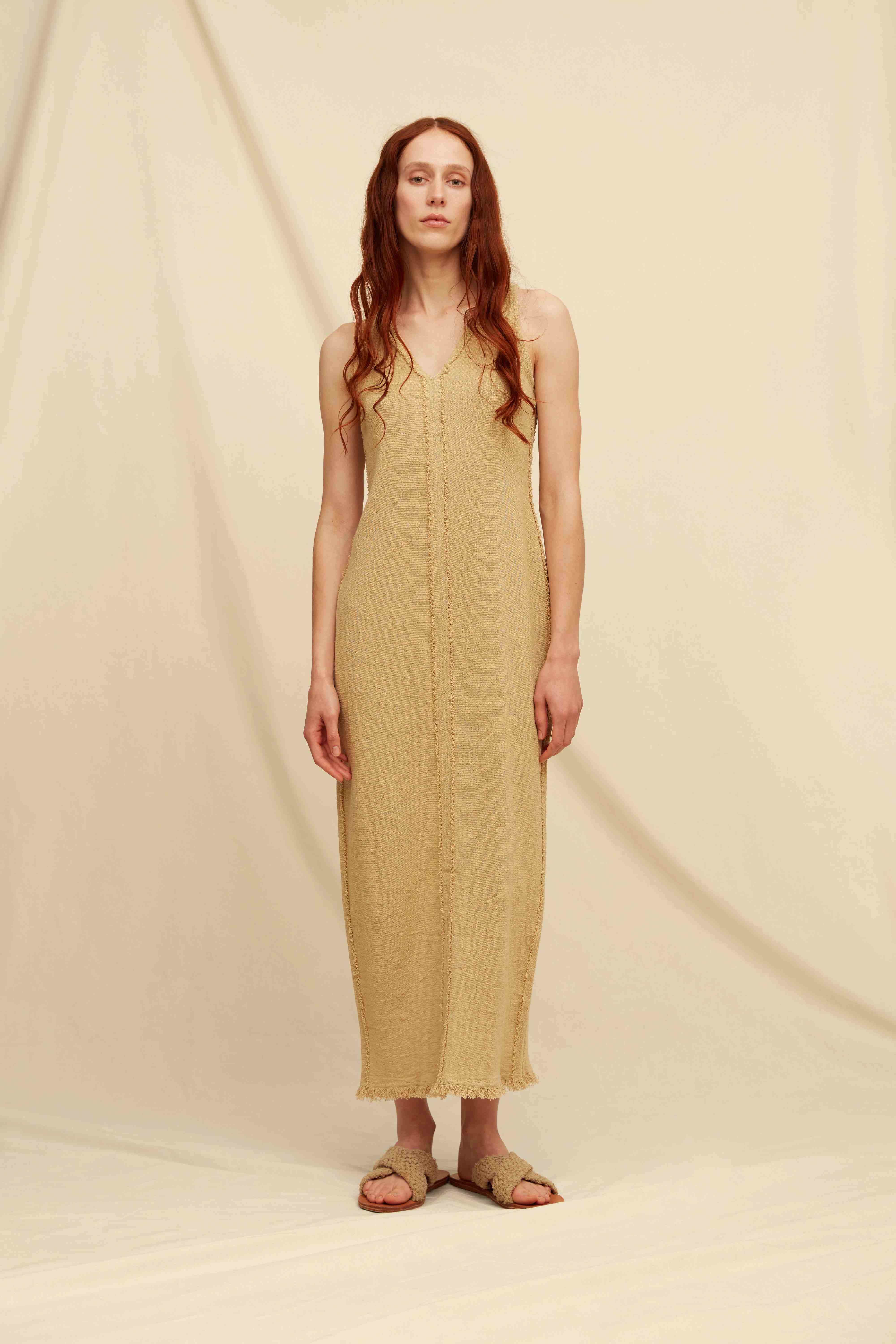 Xitso Dress Cotton Jute - Sepia