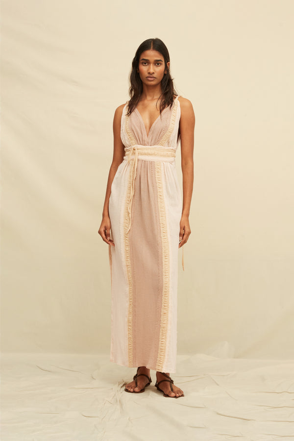 Ephra Maxi Dress Cotton Gauze - Shell Pink / Almond