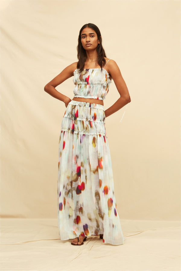 Maelis Maxi Skirt Lyocell Ramie - Rainforest Pale