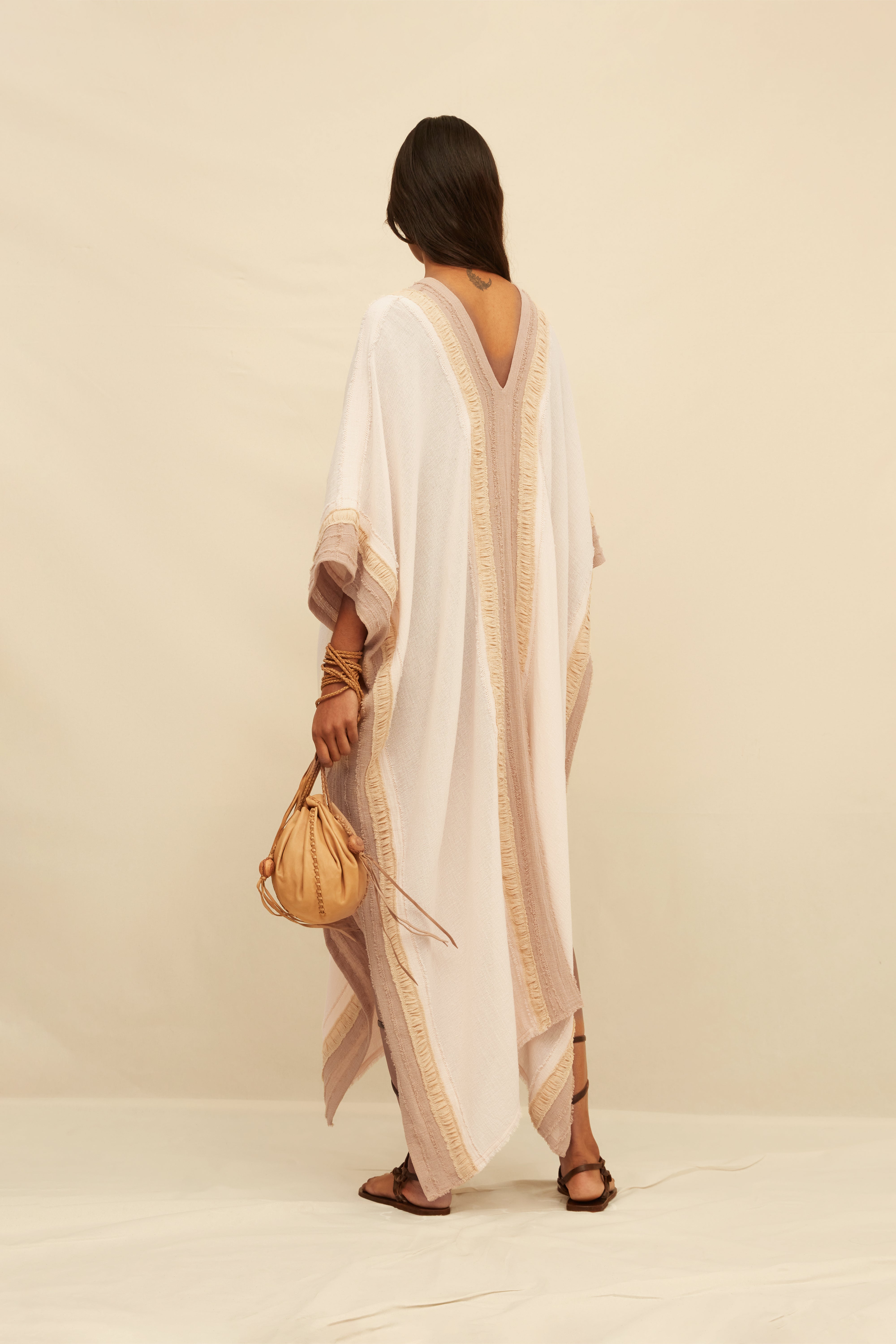 Nomada Kaftan Cotton Gauze - Shell Pink / Almond