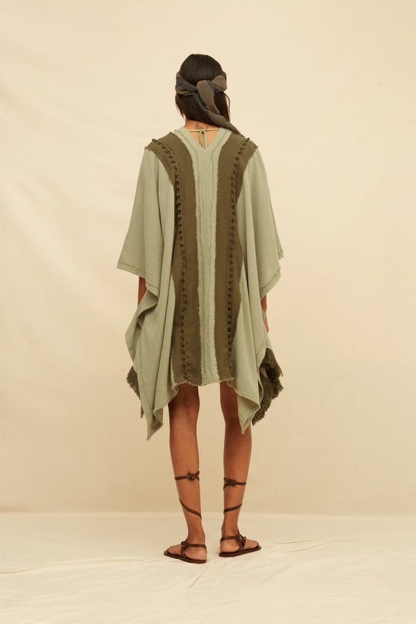 Vahana Short Cape Artisanal Cotton - Sage / Olive