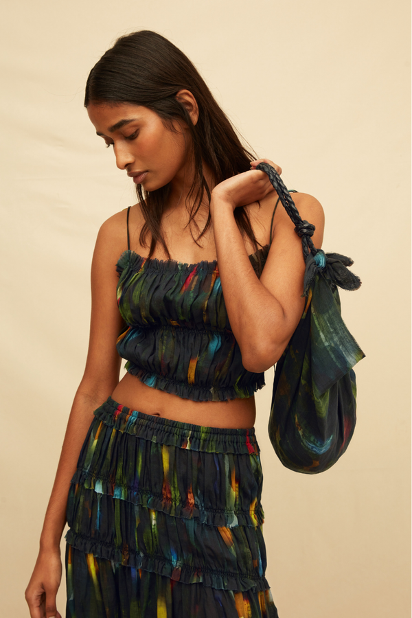 Maelis Maxi Skirt Lyocell Ramie - Rainforest Dark