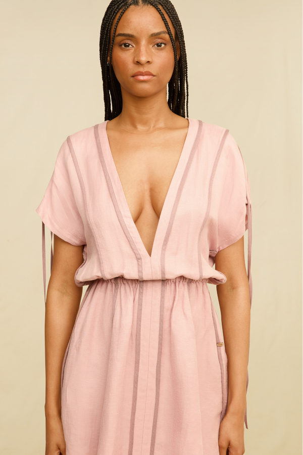 Rhea Mini Dress Linen Cupro - Clay Pink